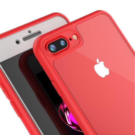 iPhone 8+ Plus Case [MASK Series] [RED] Full Body Hybrid Dual Layer TP