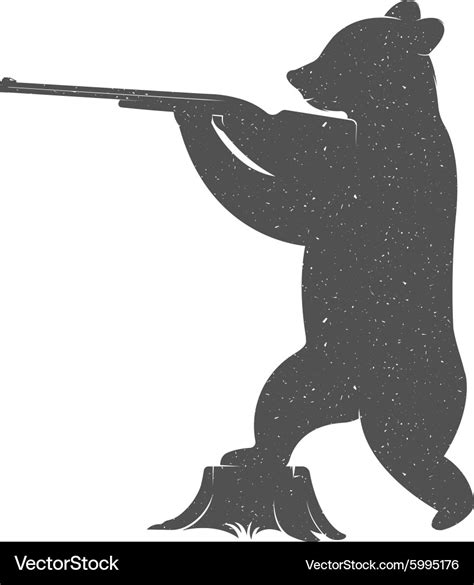 Vintage of bear with gun Royalty Free Vector Image