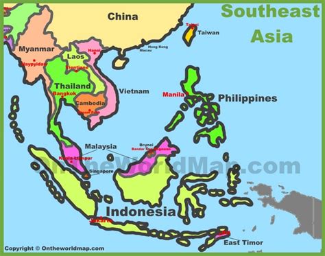 Map of Southeast Asia (Southeastern Asia) - Ontheworldmap.com