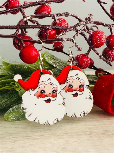 Santa Claus Earrings/christmas Santa Earrings/retro Christmas Earrings ...