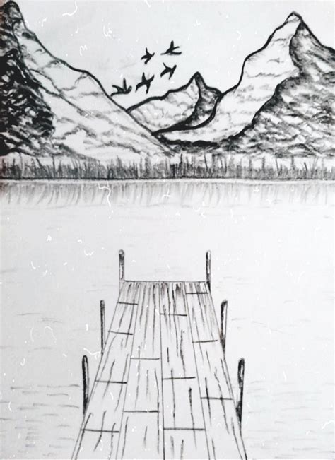 Beautiful Landscape drawing | Landscape drawings, Drawing scenery ...