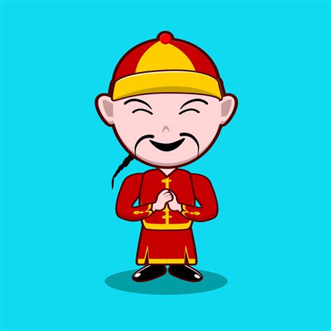 the chinese cartoon character single with smile 5125886 Vector Art at ...