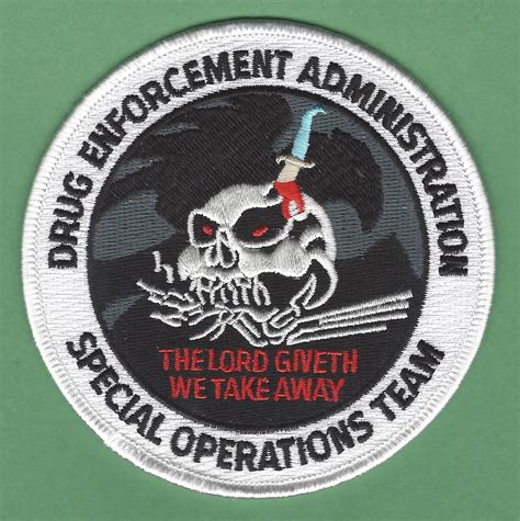 DEA Drug Enforcement Administration Special Operations Team Patch