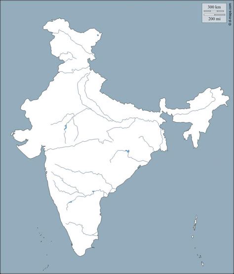 India river map outline - India river outline map (Southern Asia - Asia)