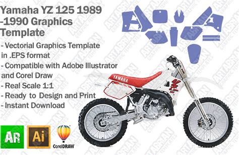 Yamaha YZ 125 MX Motocross 1989 1990 Graphics Template - Artabrian ...