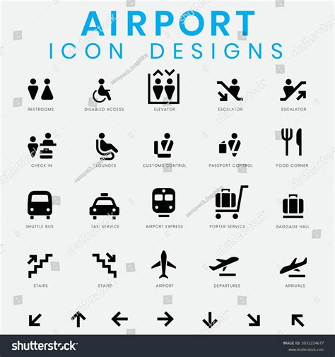 Airport Icons Design Different Symbols Modern Stock Vector (Royalty ...