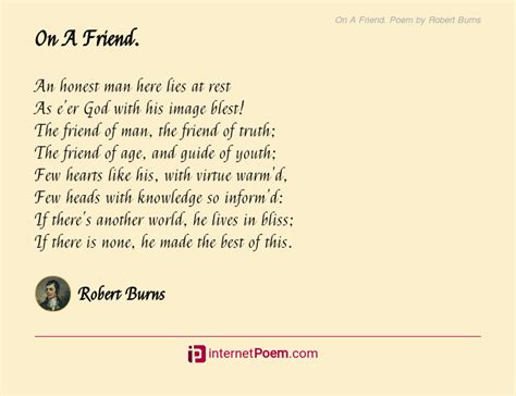 On A Friend. Poem by Robert Burns