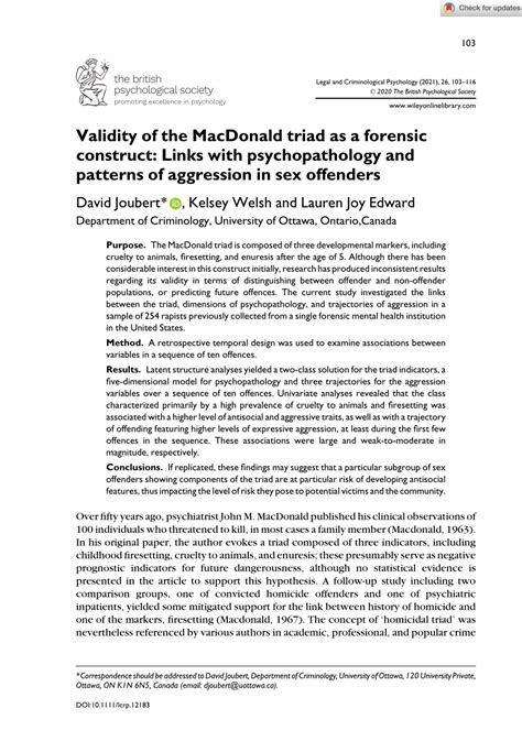 (PDF) Validity of the MacDonald triad as a forensic construct: Links ...