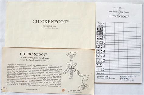 chicken foot dominoes score sheet