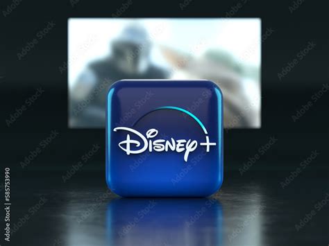 Ilustrace „Valencia, Spain - March, 2023: Disney plus app logo in front ...