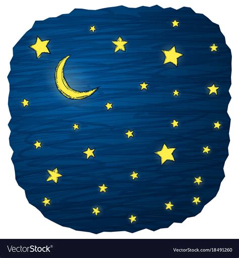 Night sky with stars and moon Royalty Free Vector Image