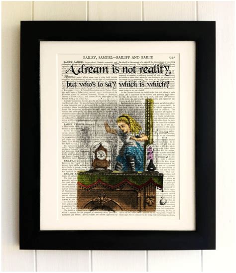 ART PRINT on Old Antique Book Page UNFRAMED Alice in Wonderland Quote ...