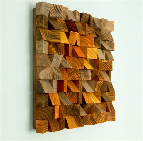 Wood Wall Art, geometric wood art, industrial decor, "Factory Rust ...