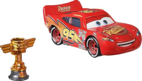 Buy Disney and Pixar Cars Lightning McQueen with Piston Cup, Miniature ...