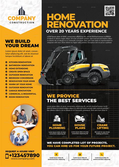 Construction Company Flyer | Graphic design ads, Construction branding ...