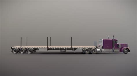 3D Peterbilt 379 flatbed trailer model - TurboSquid 2009077