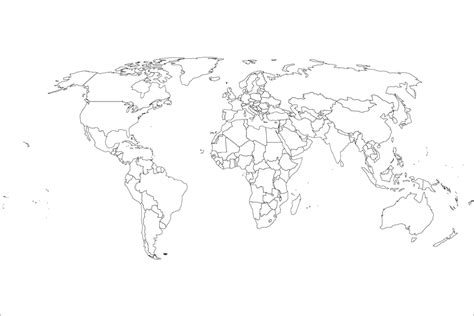 World Map Outline All 195 Countries SVG Vector Files for Cricut, Laser ...