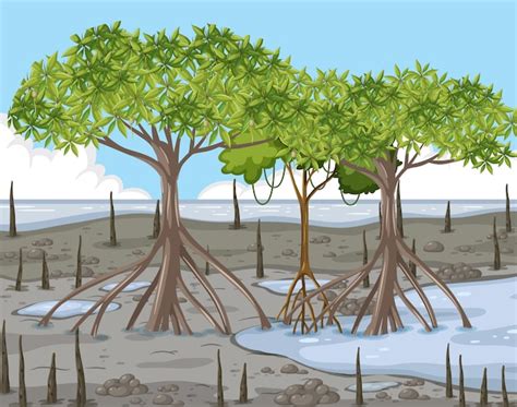 Tree Vector Illustrations Roots Mangrove Tree Stock Vector - Clip Art ...