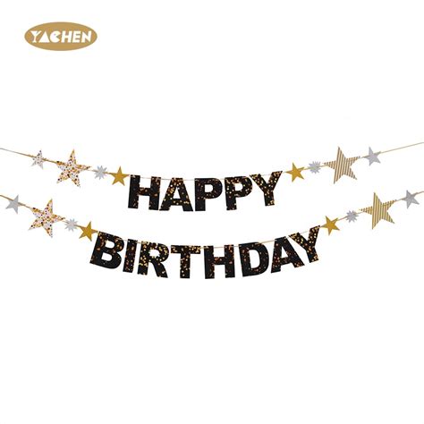 Star Happy Birthday Banner YC1PDB013 - YACHEN Party Supplies