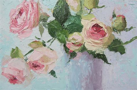 Beautiful Roses Oil Palette Knife painting Painting by Chris Hobel ...