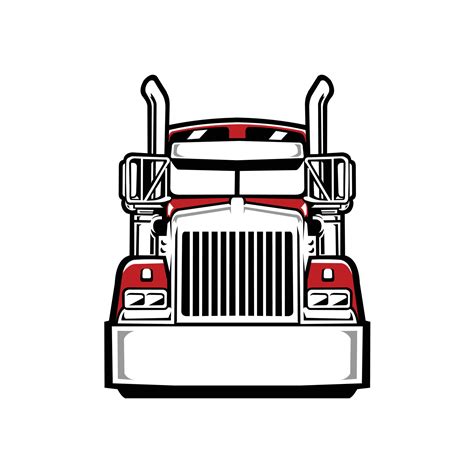 Premium Semi truck 18 wheeler freight big rig front view vector ...