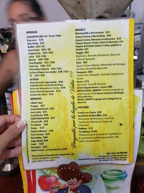 Menu at El Sofa Cafe, Puerto Vallarta