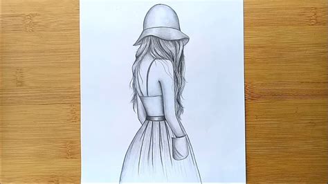 Easy way to draw a girl with hat - step by step || Pencil sketch - YouTube