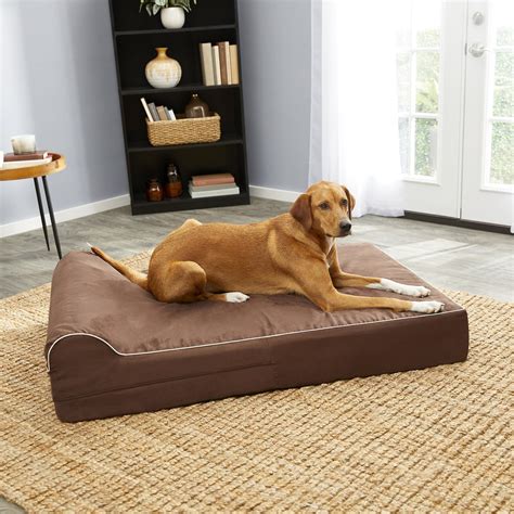 KOPEKS Orthopedic Pillow Dog Bed w/Removable Cover, Brown, X-Large ...