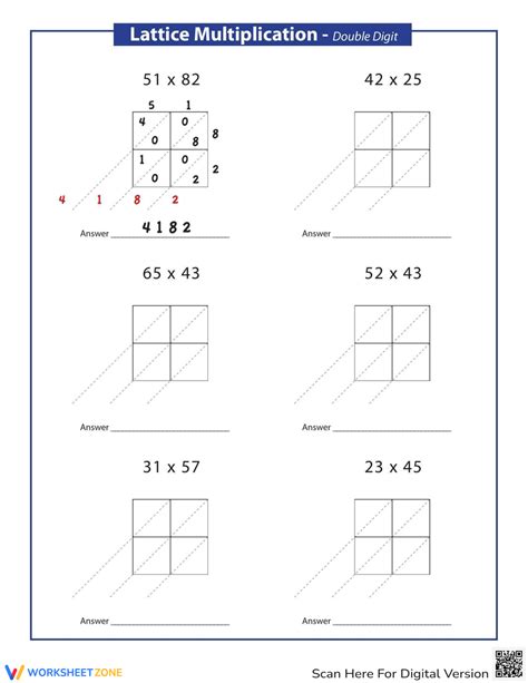 Lattice Multiplication Template Free PDF To Practice Lattice Method ...