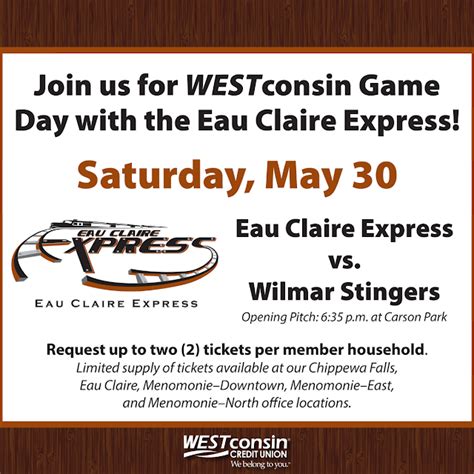 WESTconsin Credit Union Blog: Eau Claire Express Tickets NOW AVAILABLE!