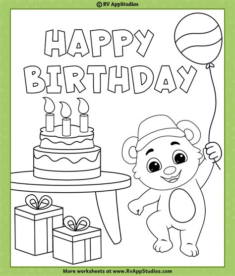 Printable Happy Birthday Coloring Page for Kids