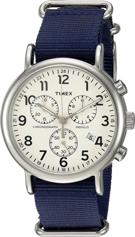 Timex Relógio Weekender cronógrafo de 40 mm, Azul/creme, Relógio ...