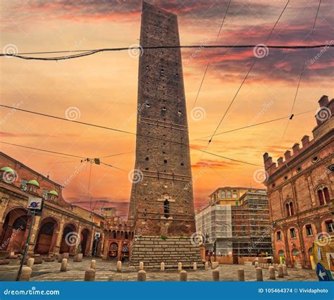 Leaning Medieval Towers of Bologna Stock Photo - Image of architecture ...