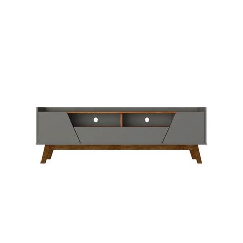 Manhattan Comfort Marcus Grey and Nature Mid-Century Modern TV Stand ...