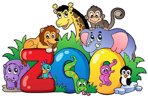 Zoo Sign with Various Animals Stock Vector - Illustration of ...