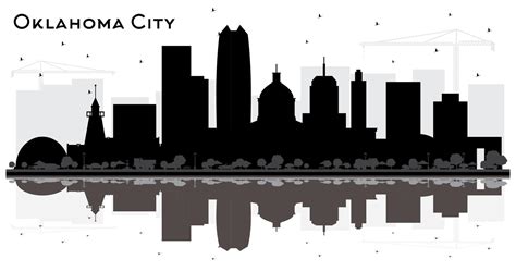 Oklahoma City Skyline Silhouette with Black Buildings and Reflections ...