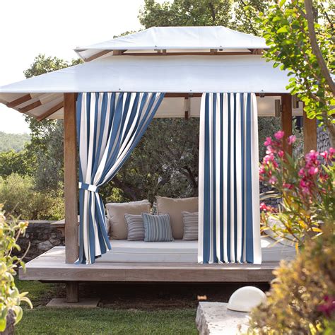 Sunbrella Cabana Regatta Outdoor Curtain 50 in x 84 in w/ Nickel ...