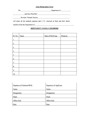 Joint Declaration Form - Fill Online, Printable, Fillable, Blank ...