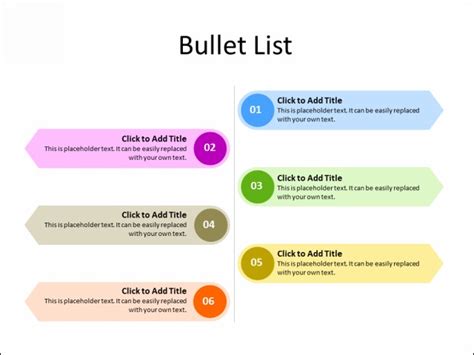 PPT Slide-Bullet List - 6 Bullets - Multicolor