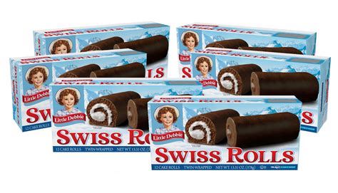 Little Debbie Swiss Rolls, 6 Boxes of 36 Twin-Wrapped Chocolate Cake ...