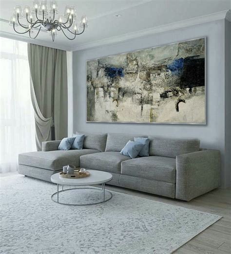 Extra Large Panoramic Modern Abstract Wall Art Hand Painted Black And ...