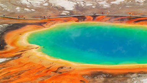 Aerial View Of Grand Prismatic Spring And Boardwalk, Yellowstone ...