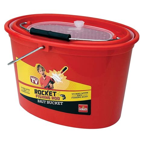 Goliath Durable Plastic Rocket Fishing Rod Bait Bucket with Breathing ...