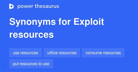 Exploit Resources synonyms - 37 Words and Phrases for Exploit Resources