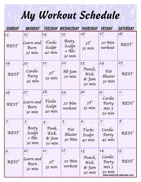 Strength Training Workout Calendar - Willa Julianne