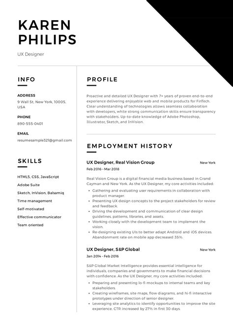 12 UX Designer Resume Sample (s) | Resumeviking.com | 2019 Designs