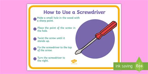 How to Use a Screwdriver A4 Display Poster (teacher made)