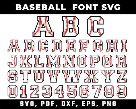 Baseball Font Svg Baseball Alphabet With Stitches Baseball Alphabet Svg ...