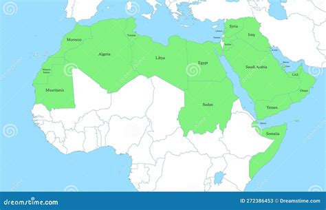 Map of Arab World with Borders of the States Stock Vector ...