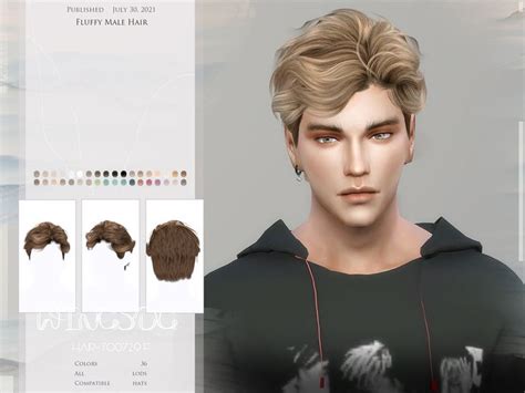 wingssims' WINGS-TO0729-Fluffy Male Hair | Sims hair, Sims 4 hair male ...